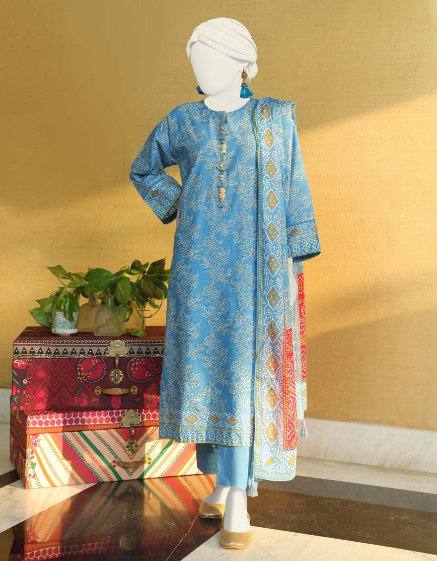 Blue Lawn 3 Piece Stitched Dress | Jlawn-S-24-004
