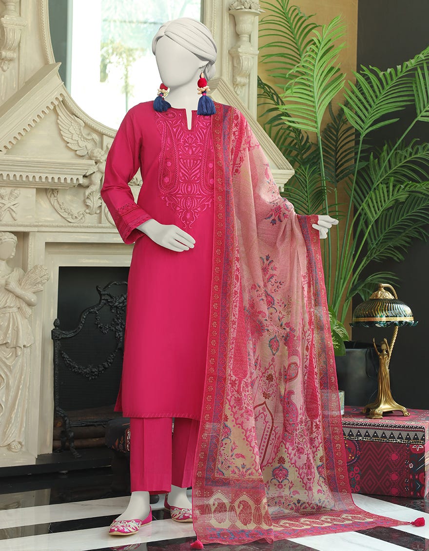 Pink Dyed 3 Piece Stitched Dress | Jlawn-S-24-008