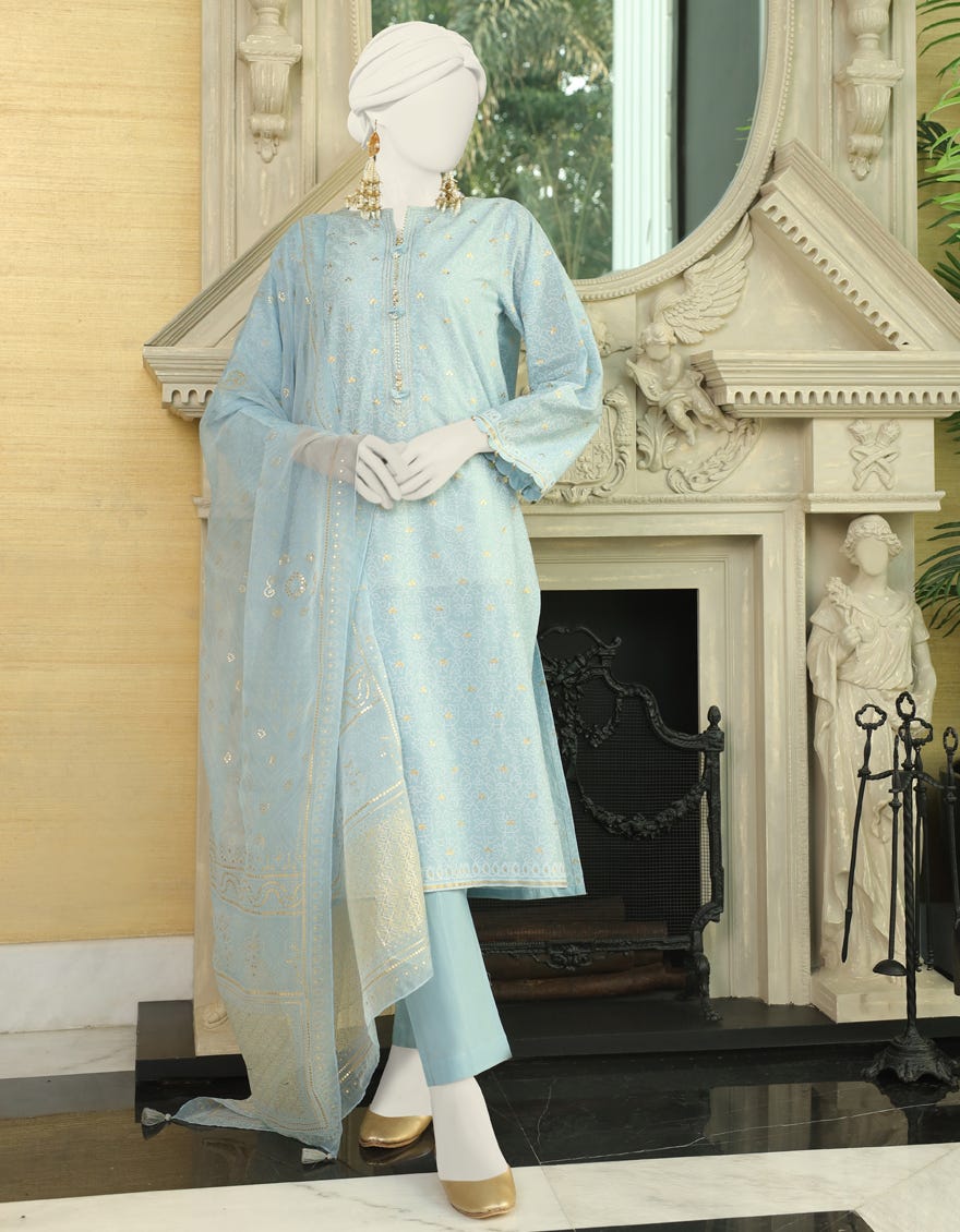Blue Lawn 3 Piece Stitched Dress | Jlawn-S-24-019