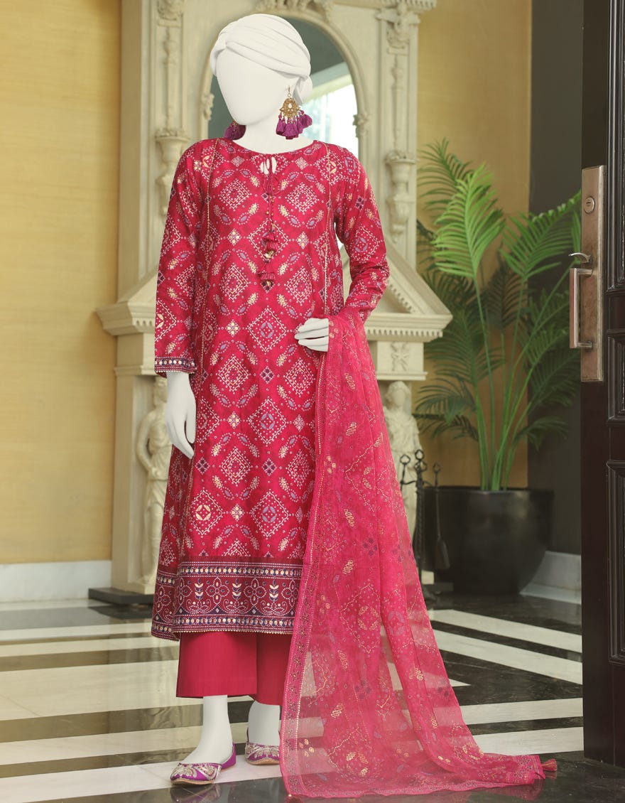 Pink Impure Silk 3 Piece Stitched Dress | Jlawn-S-24-021