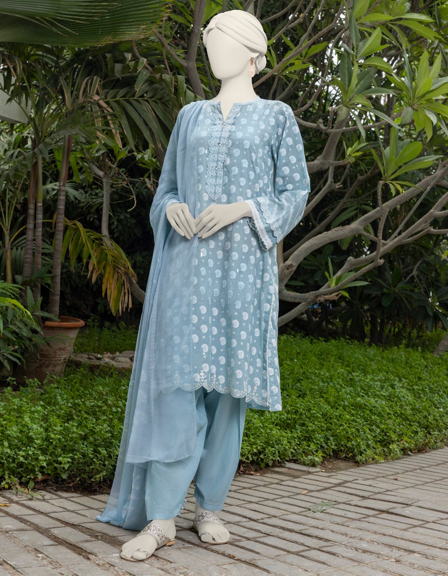 Blue Liminal Embroidered Unstitched 3 Piece Dress | Jjls-S-Jpw-24-024