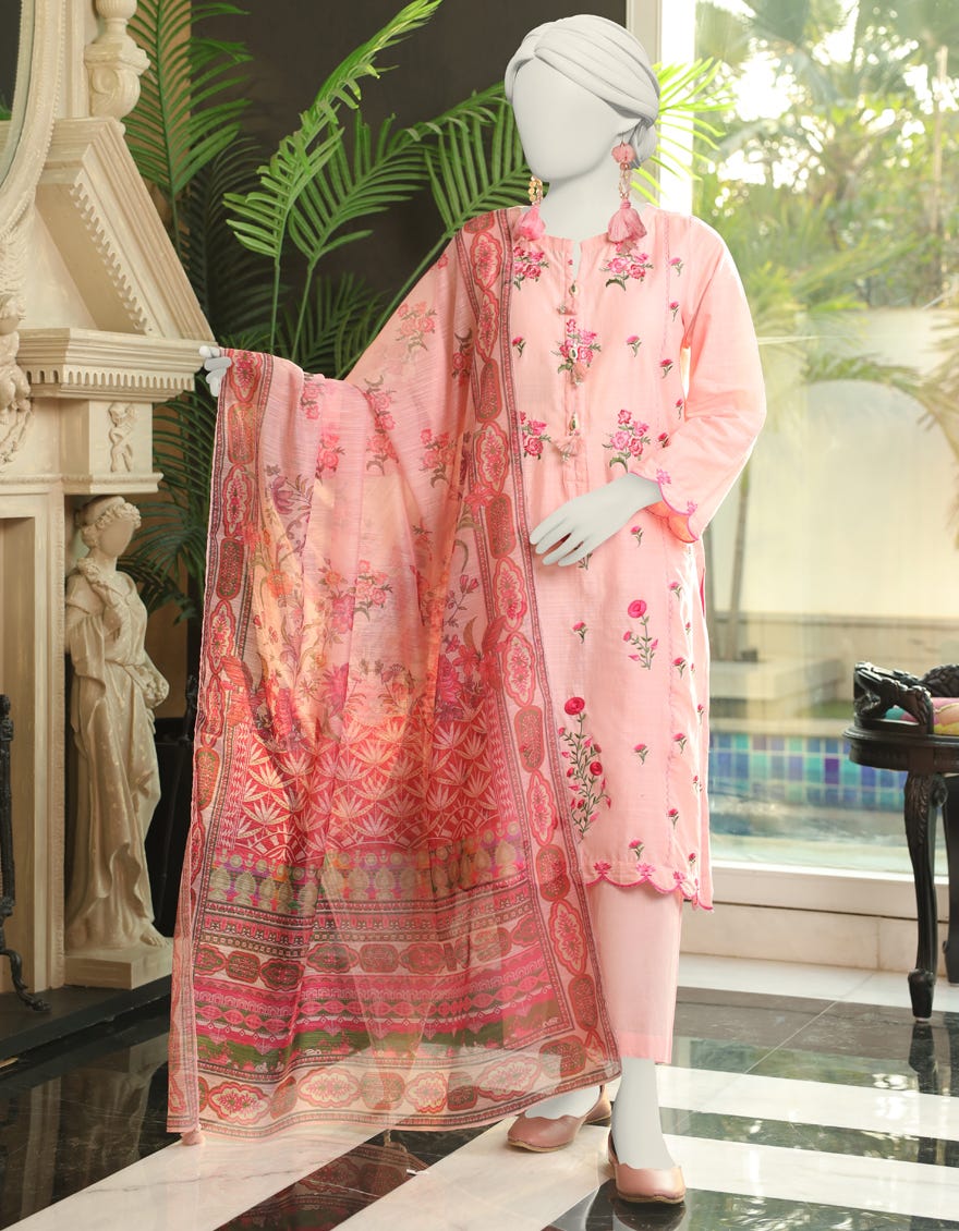 Pink Dyed 3 Piece Stitched Dress | Jlawn-S-24-028