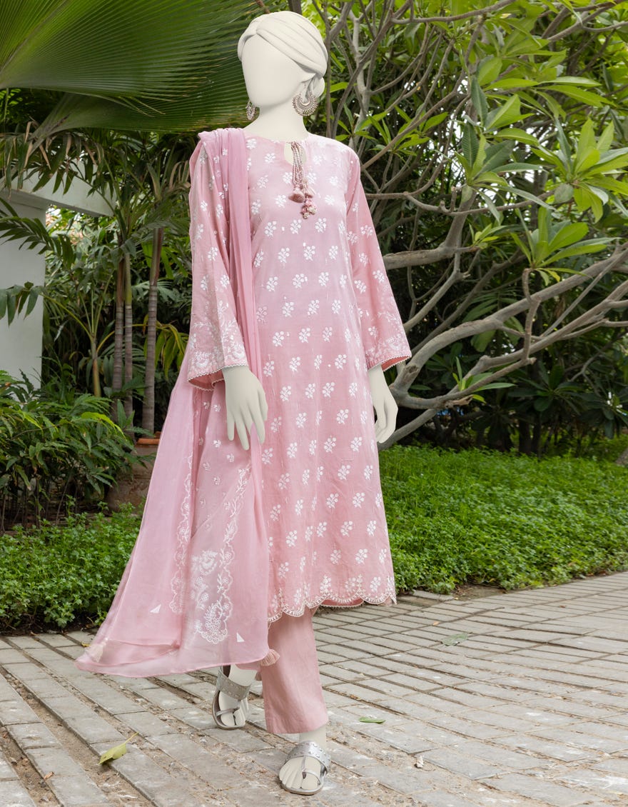 Pink Lawn 3 Piece Embroidered Stitched | Jjpw-S-Jpw-24-034