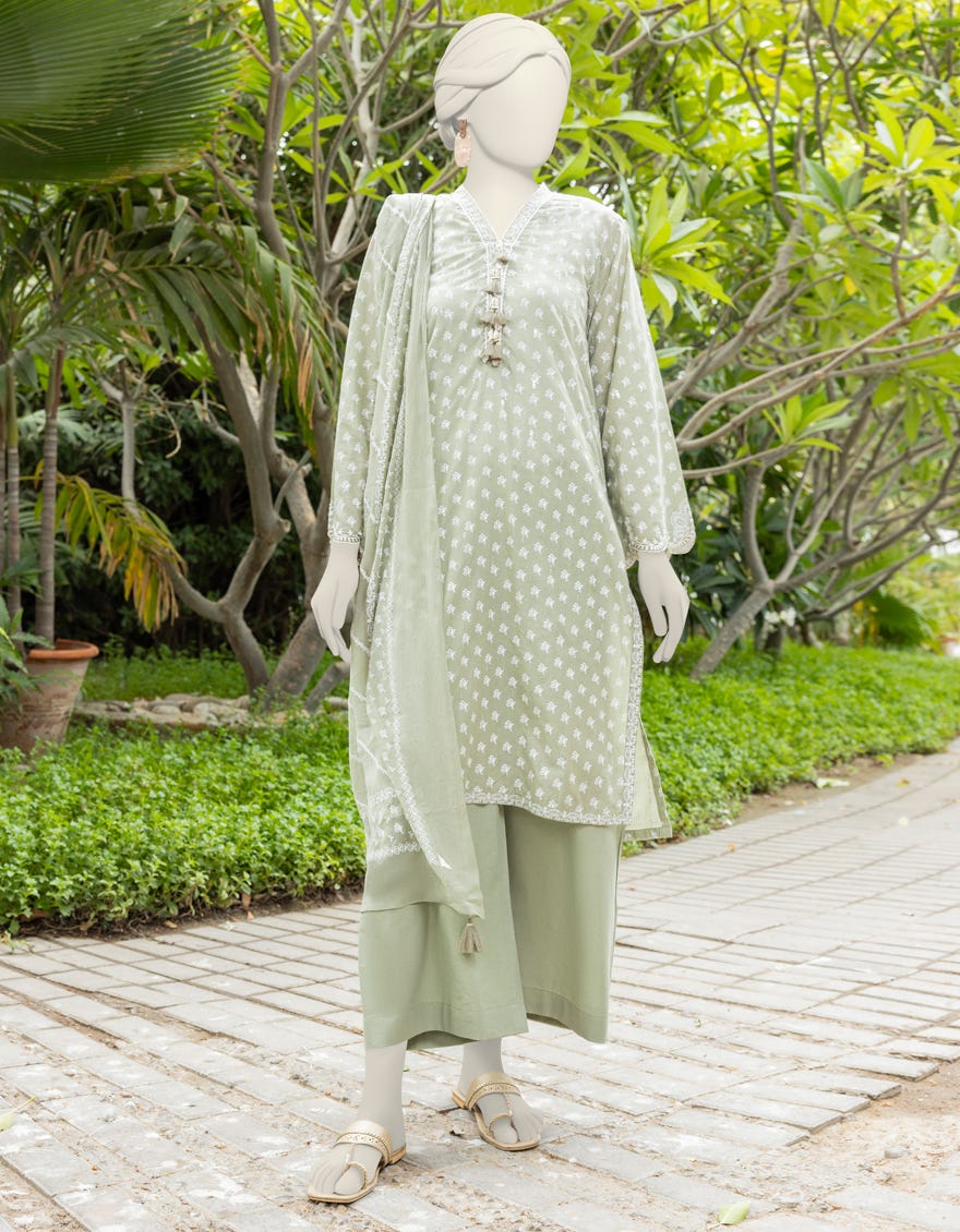 Green Lawn Embroidered Unstitched 3 Piece Dress | Jjls-S-Jpw-24-035