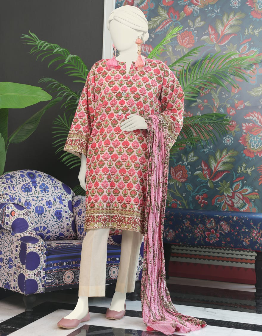 Pink Dyed 3 Piece Stitched Dress | Jlawn-S-24-038