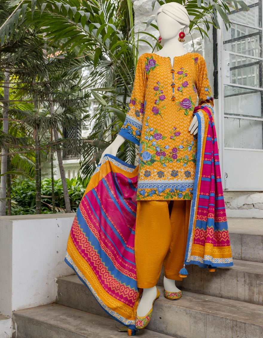 Multicolor Liminal Printed Unstitched 3 Piece Dress | Jjls-S-Jpwu-24-041