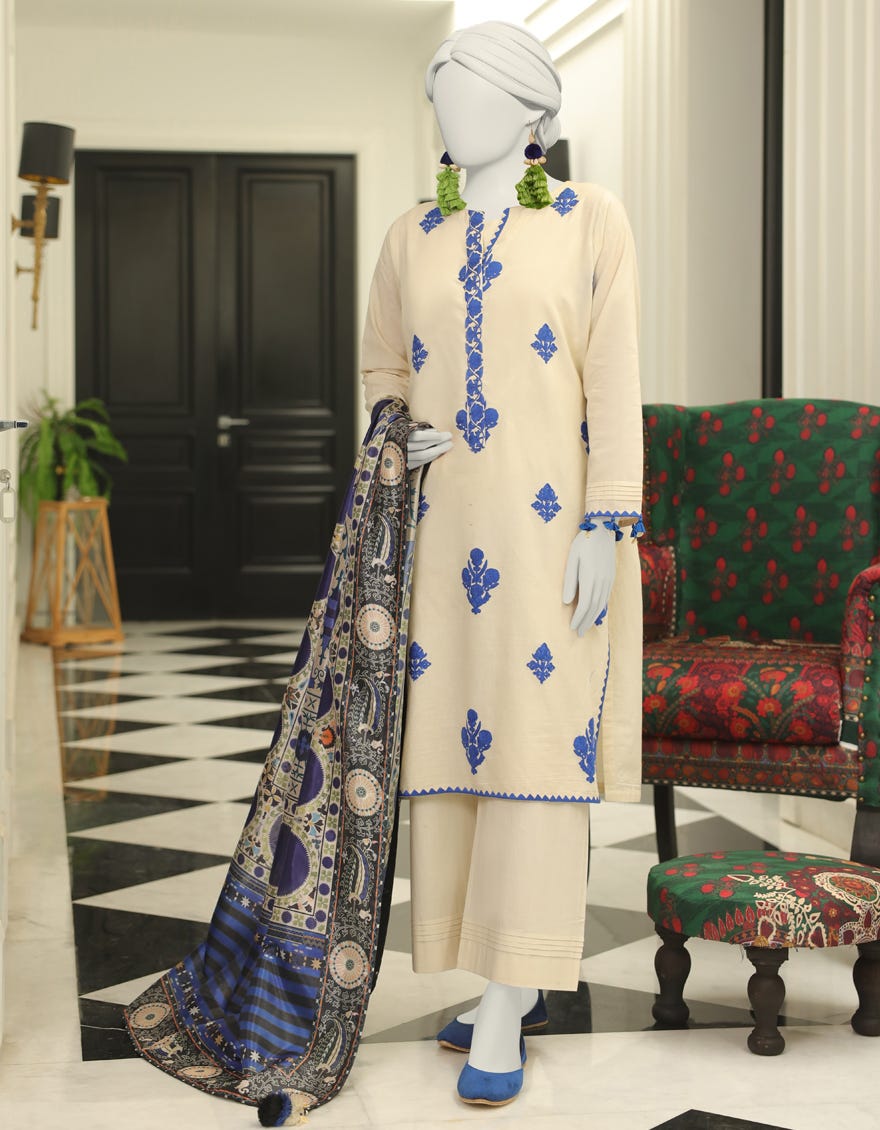 Green Lawn 3 Piece Stitched Dress | Jlawn-S-24-041