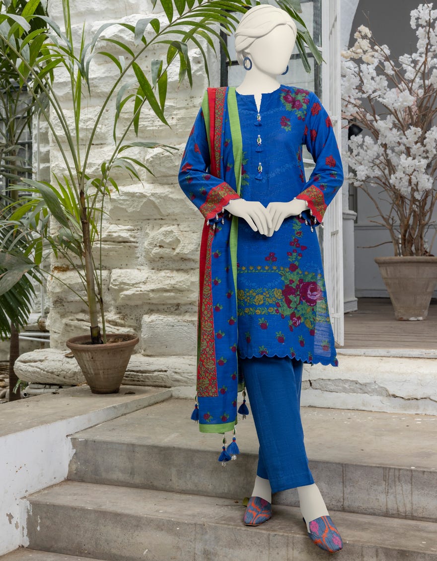 MULTICOLOR KHADDAR PRINTED UNSTITCHED 3PC | JJLS-S-JPWU-24-044