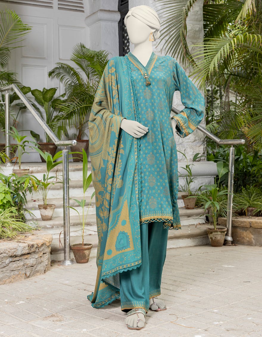 Green Light Linen Printed Unstitched 3 Piece Dress | Jjls-S-Jpwu-24-046