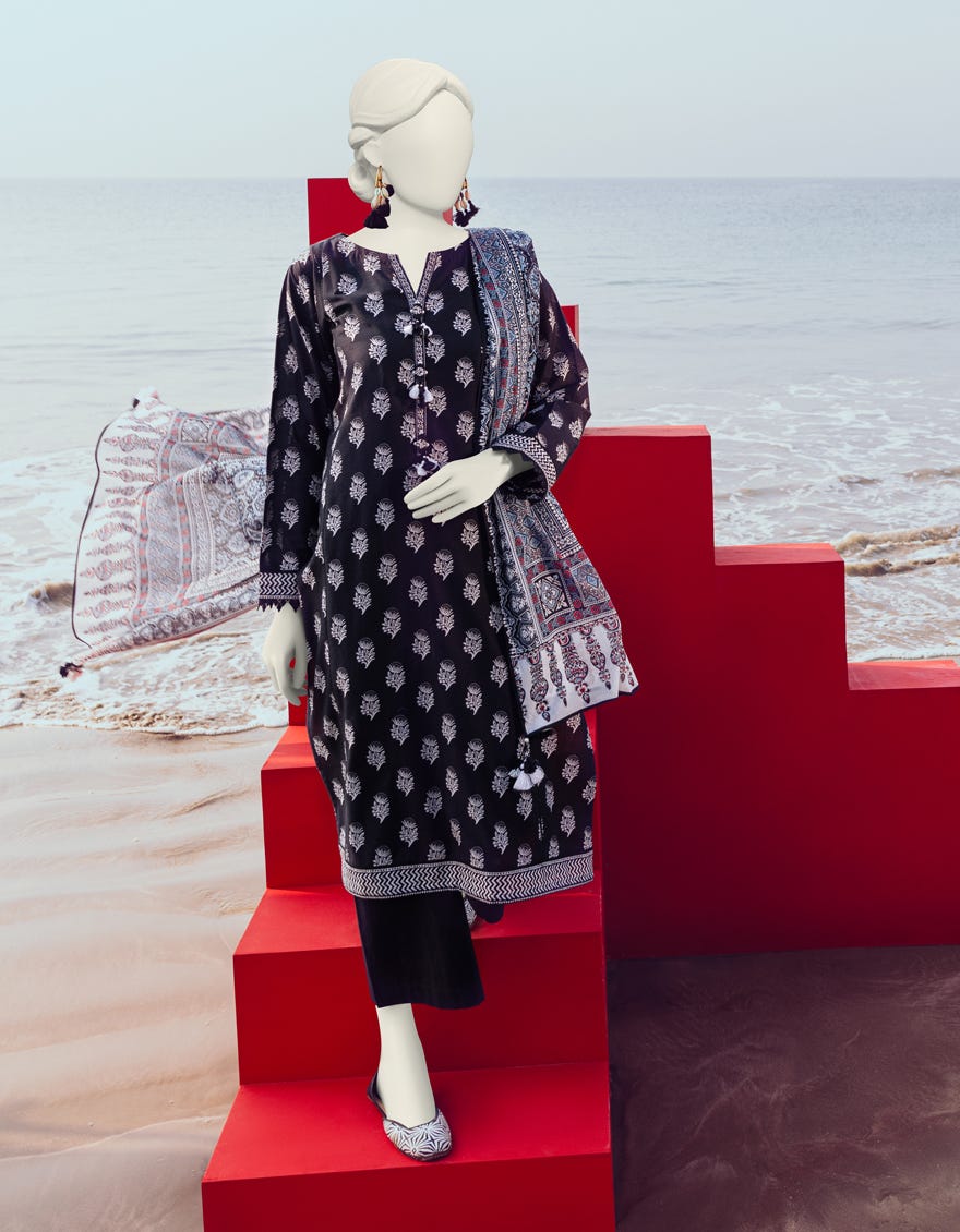 Black Lawn Unstitched 3 Piece Dress | Jlawn-S-24-048