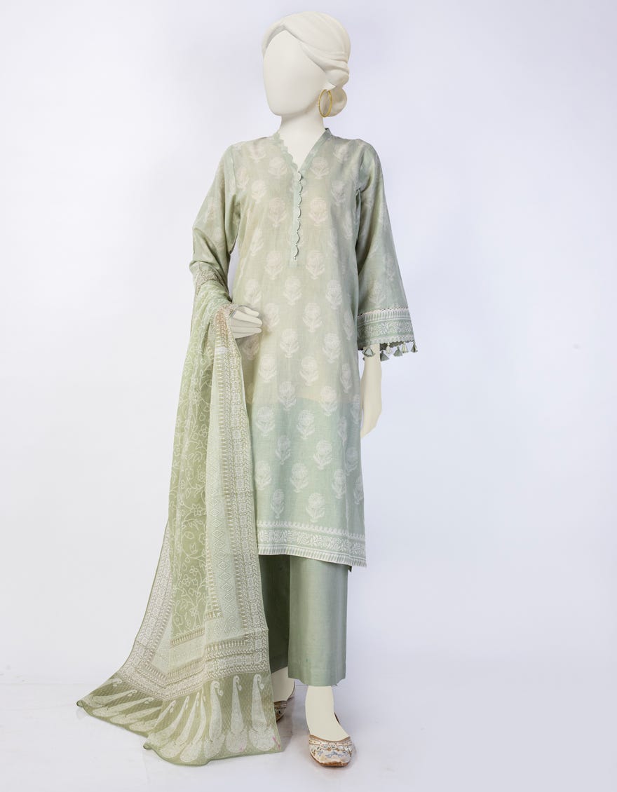 Sage Green Lawn 3 Piece Stitched Dress | Jlawn-S-24-053
