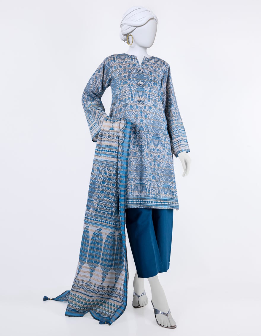 Blue Lawn 3 Piece Stitched Dress | Jlawn-S-24-062