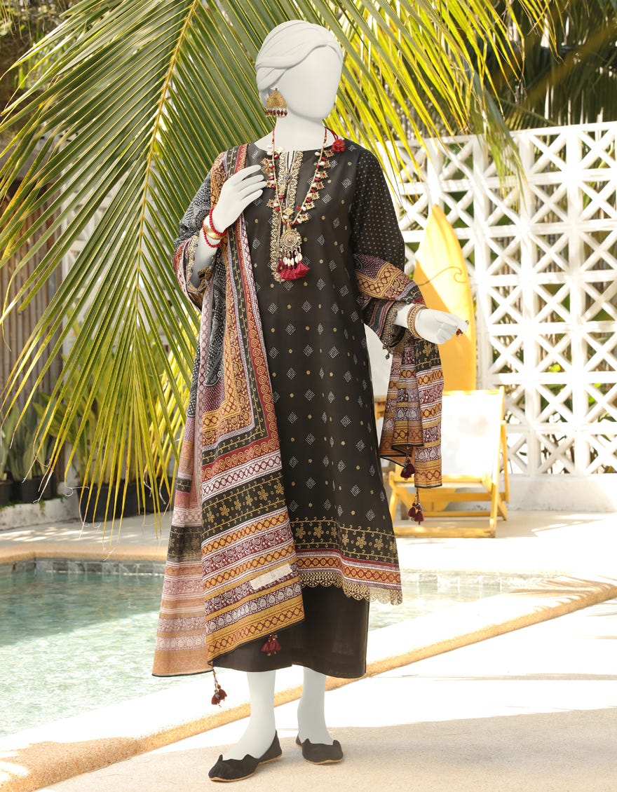 Black Lawn Unstitched 3 Piece Dress | Jlawn-S-24-064