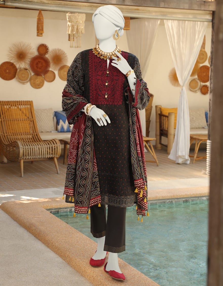 Black Lawn Unstitched 3 Piece Dress | Jlawn-S-24-066