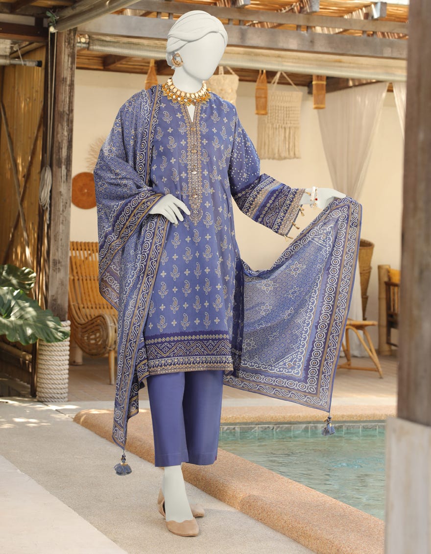 Blue Lawn Unstitched 3 Piece Dress | Jlawn-S-24-069