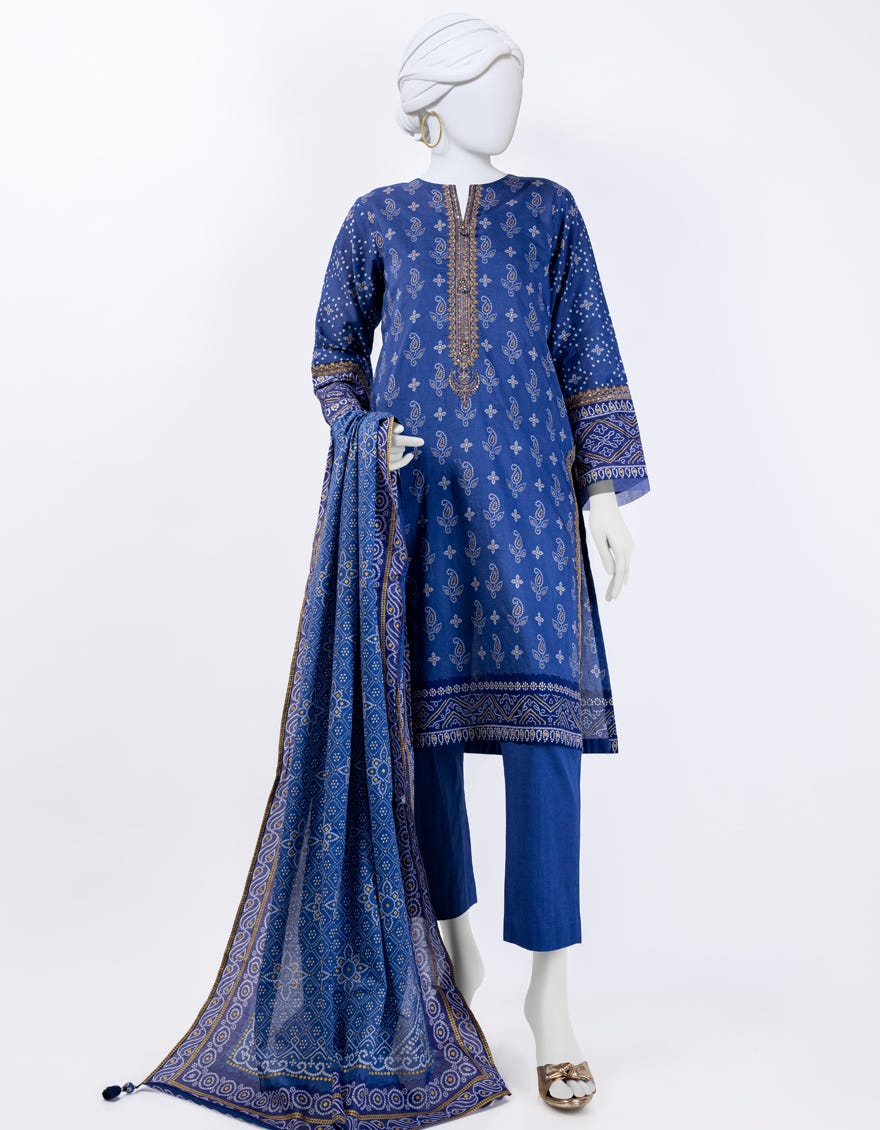 Blue Lawn 3 Piece Stitched Dress | Jlawn-S-24-069
