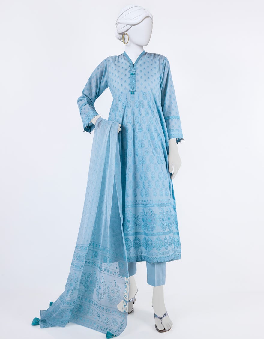 Blue Lawn 3 Piece Stitched Dress | Jlawn-S-24-072