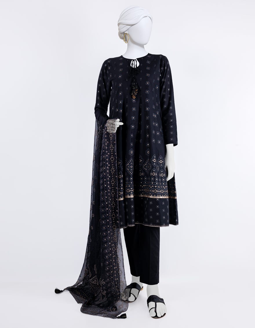 Black Lawn 3 Piece Stitched Dress | Jlawn-S-24-076