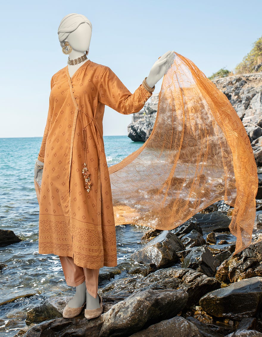 Rust Lawn Unstitched 3 Piece Dress | Jlawn-S-24-078