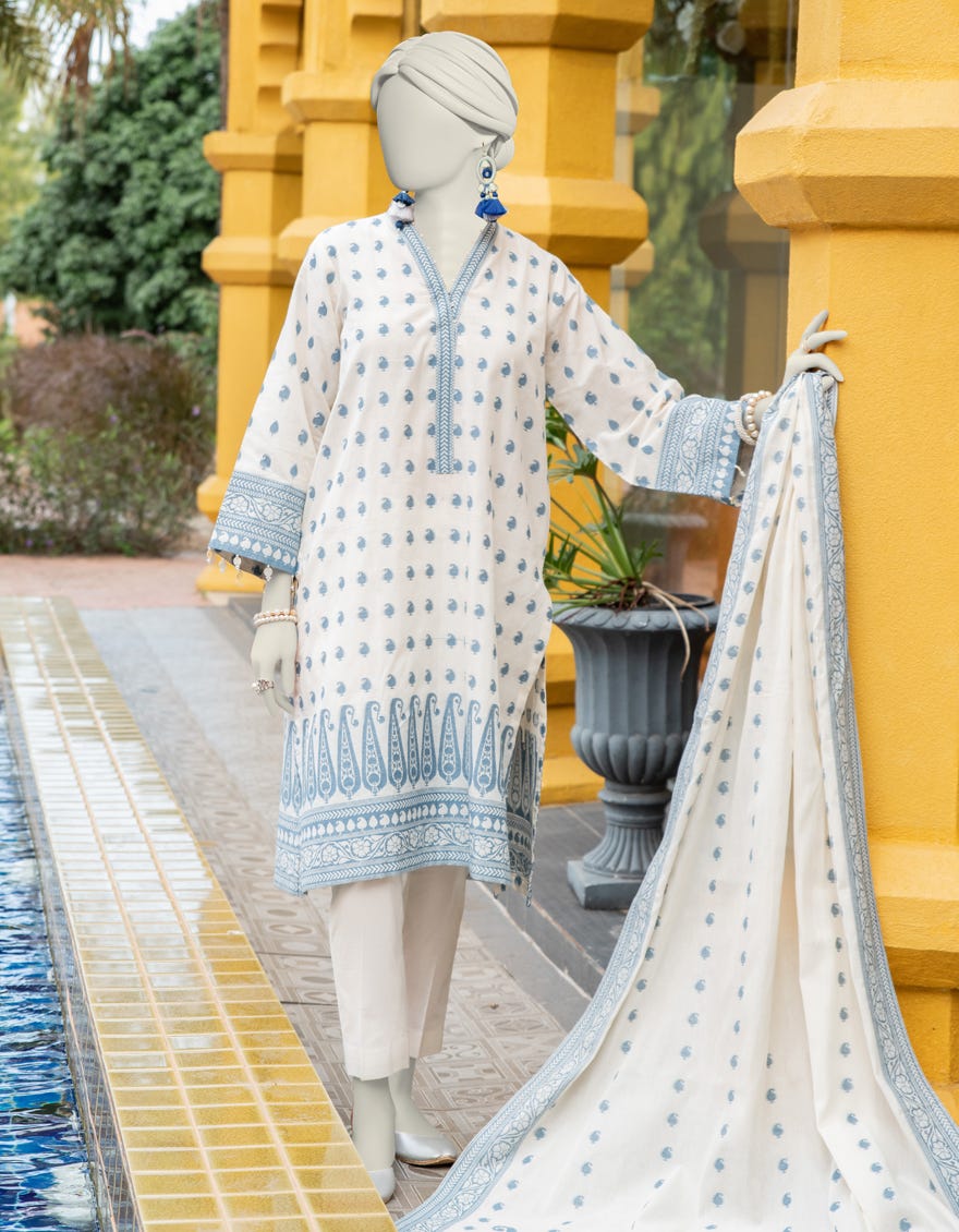 Off White Jacquard Unstitched 3 Piece Dress | Jlawn-S-24-082