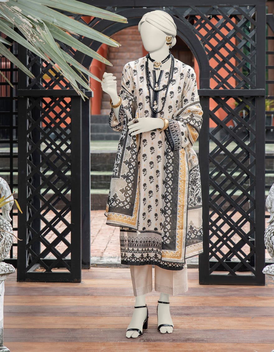 Beige Lawn 3 Piece Stitched Dress | Jlawn-S-24-087