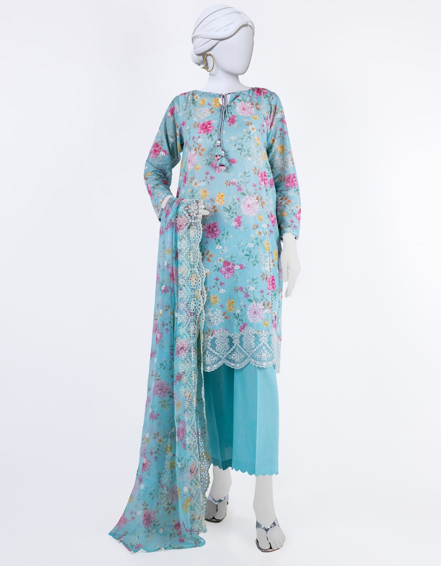 Blue Lawn 3 Piece Stitched Dress | Jlawn-S-24-091