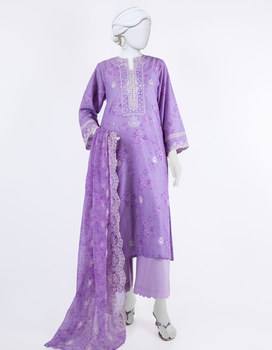 Lilac Lawn 3 Piece Stitched Dress | Jlawn-S-24-092