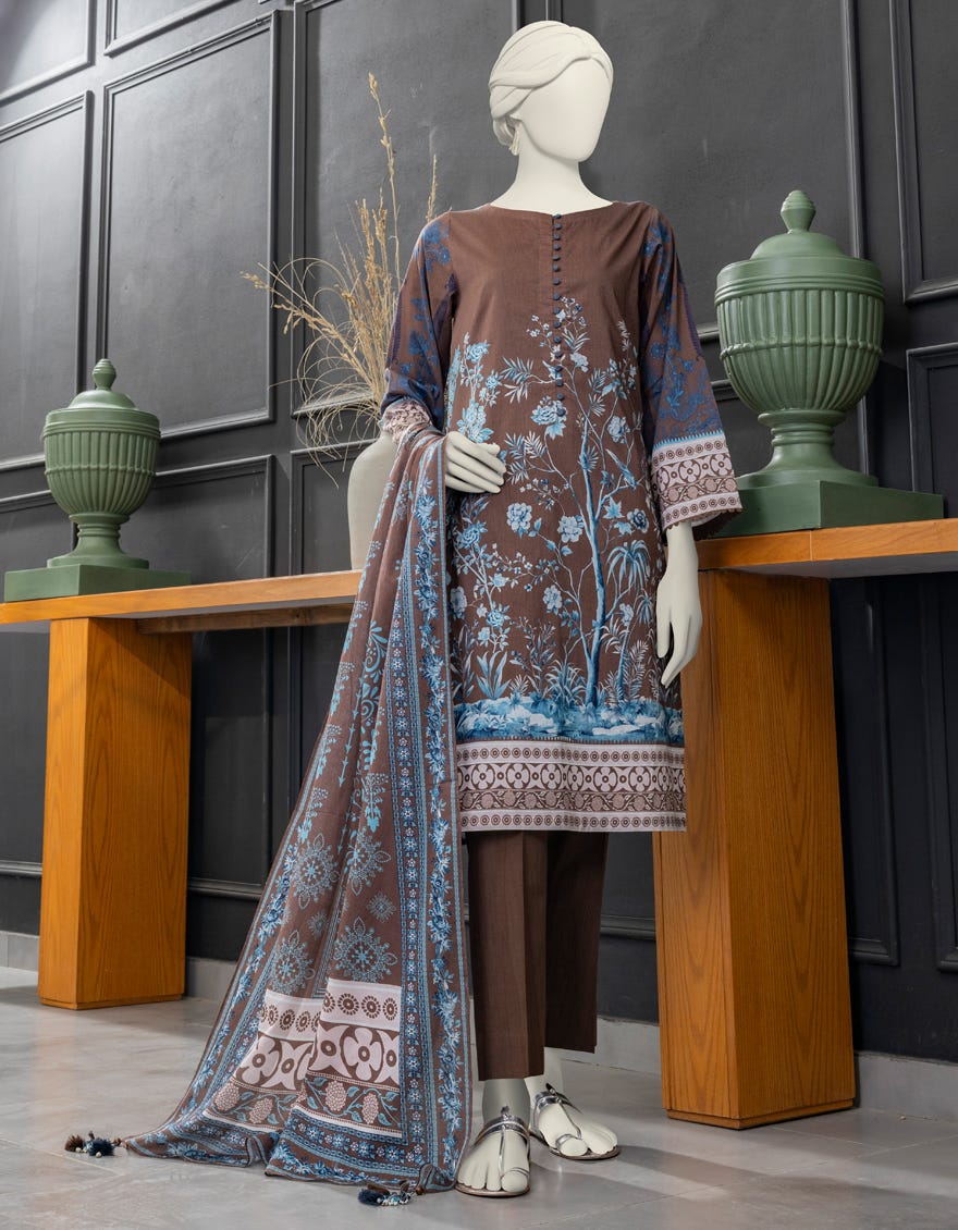 Brown Lawn Unstitched 2 Piece Dress | Jlawn-S-Jds-24-1033