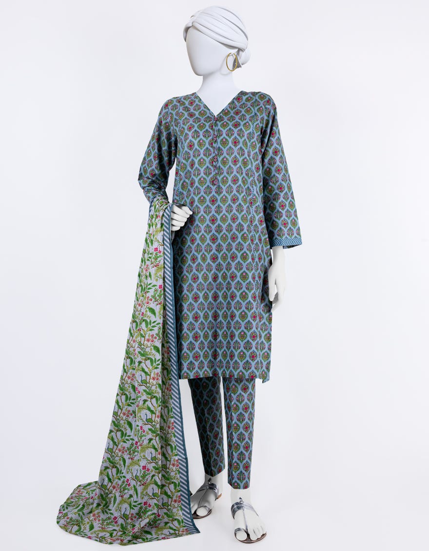 Multicolor Lawn 3 Piece Stitched Dress | Jlawn-S-24-103