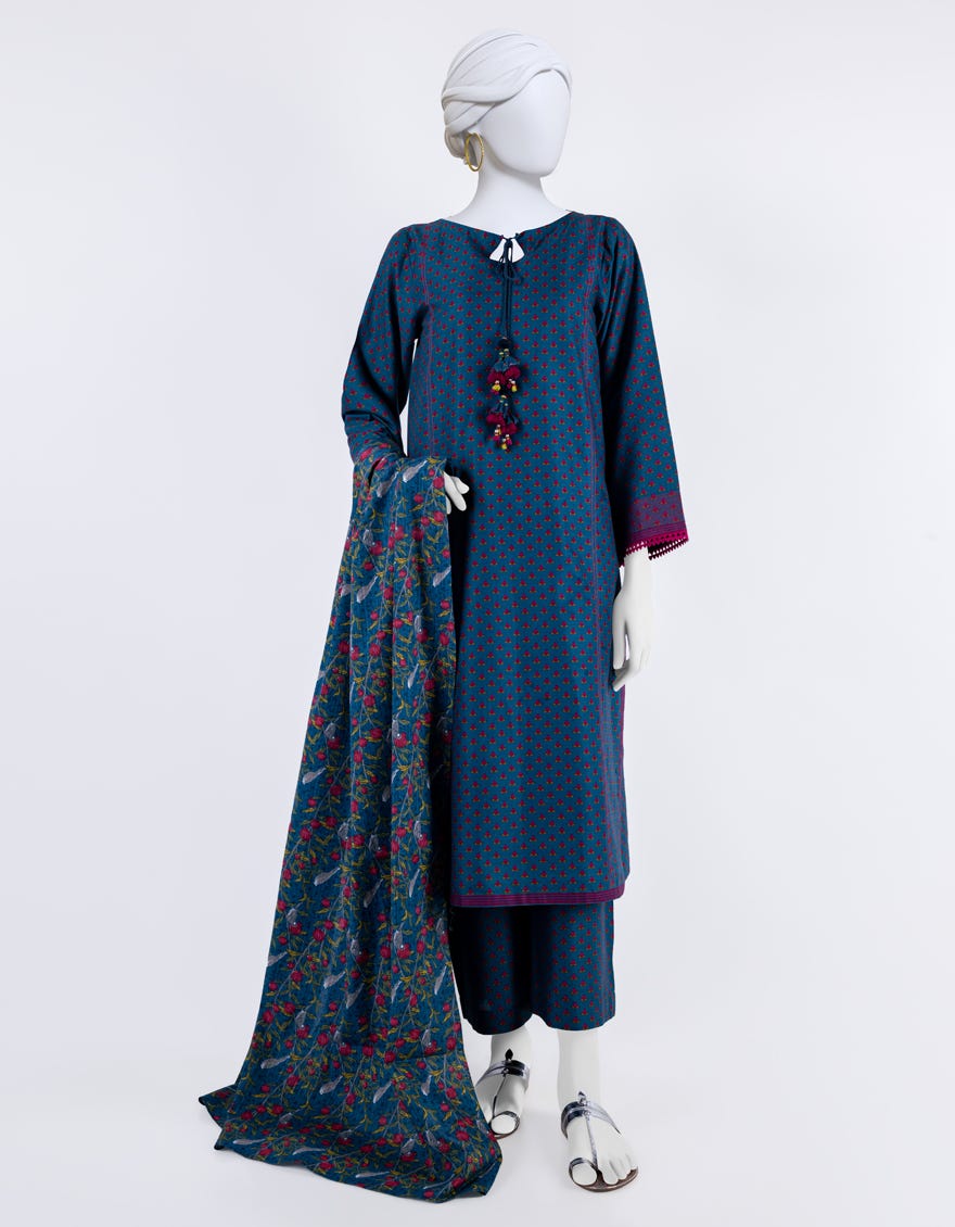 Blue Lawn 3 Piece Stitched Dress | Jlawn-S-24-104