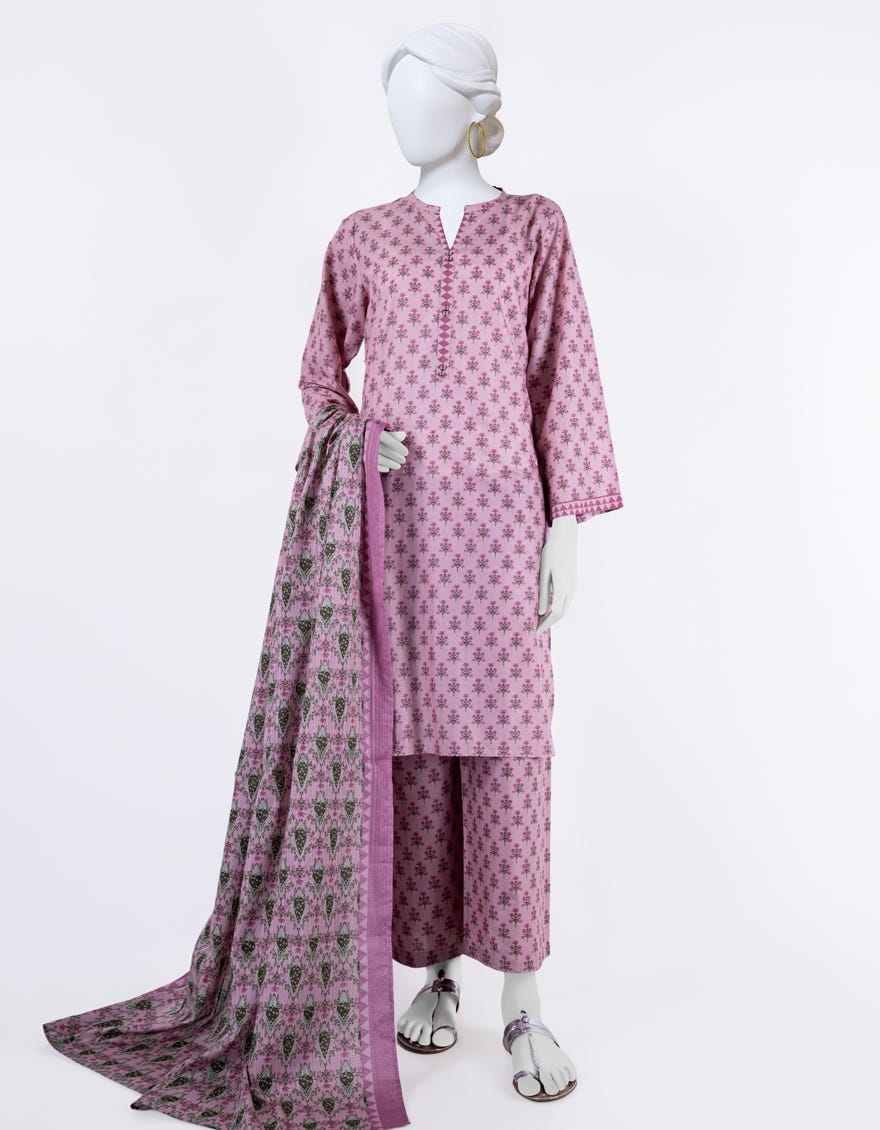 Pink Lawn 3 Piece Stitched Dress | Jlawn-S-24-105