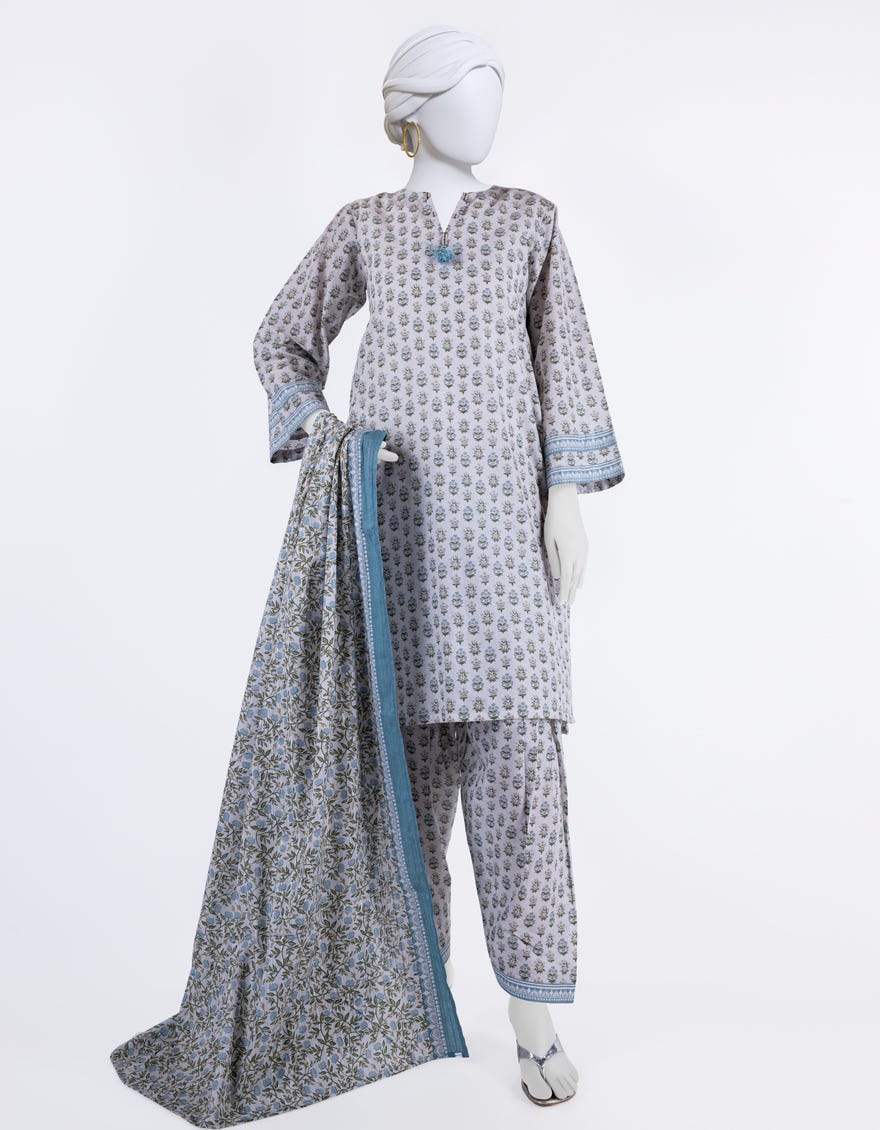 Off White Lawn 3 Piece Stitched Dress | Jlawn-S-24-106