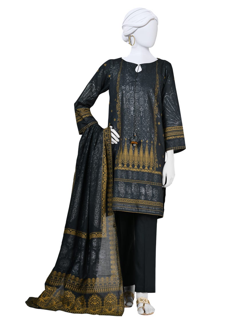 Black Lawn Stitched 3 Piece | Jlawn-S-24-108