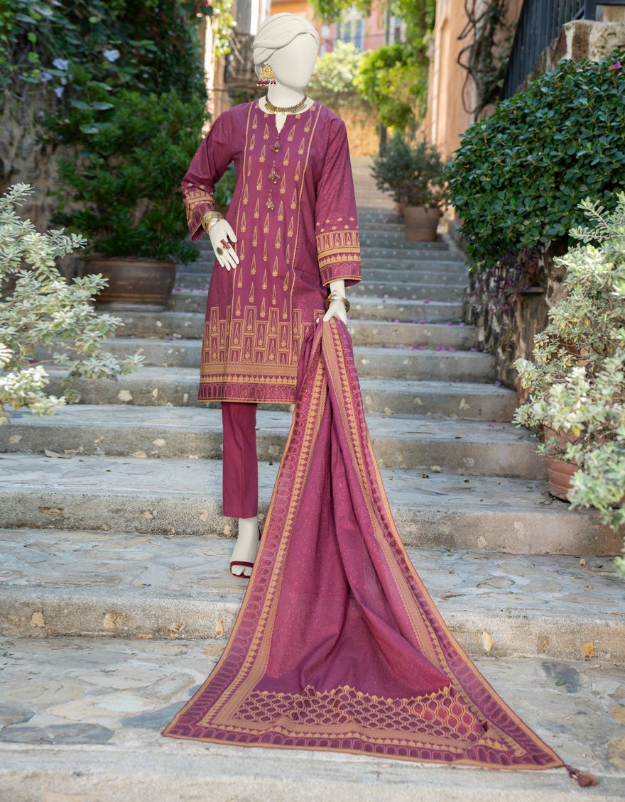 Maroon Lawn Unstitched 3 Piece Dress | Jlawn-S-24-109 Sunehra-3