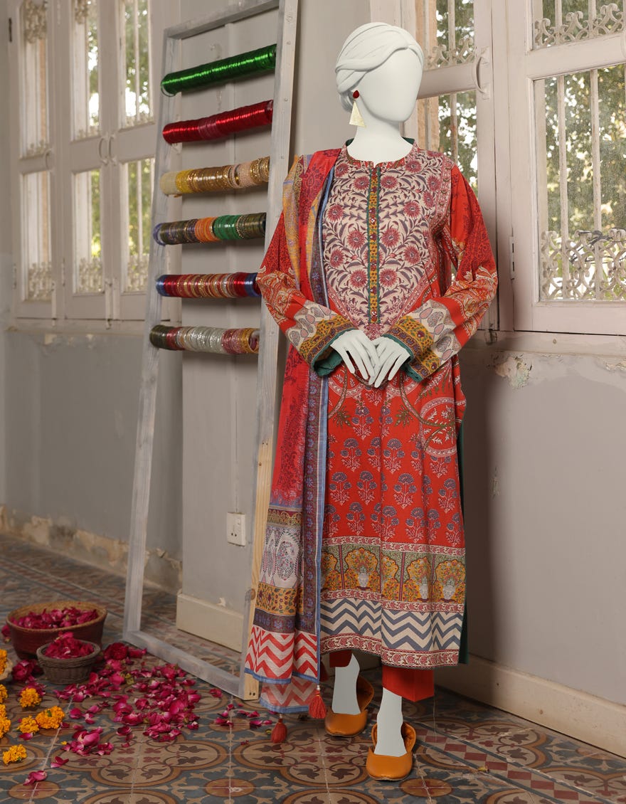 Orange Lawn Stitched 3 Piece | Jlawn-S-24-360