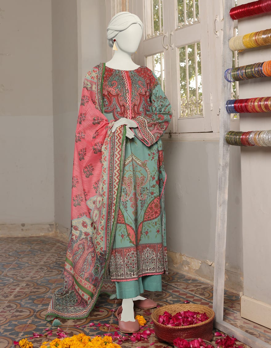 Green Lawn Stitched 3 Piece | Jlawn-S-24-359