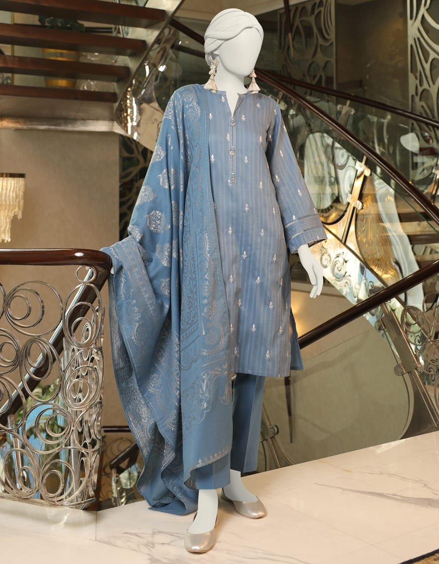 Blue Doria Unstitched 3 Piece Dress | Jlawn-S-24-119