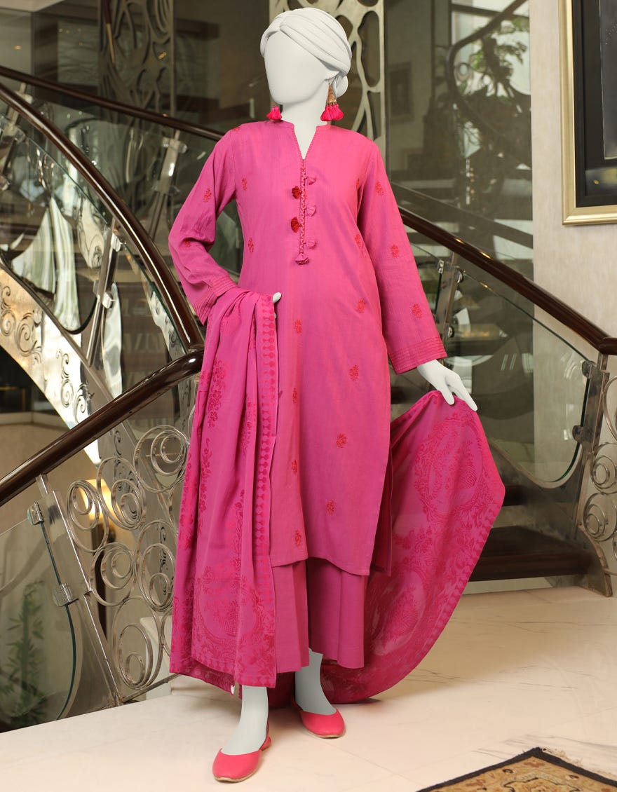 Pink Doria Unstitched 3 Piece Dress | Jlawn-S-24-122 Bagh-O-Bahar-04