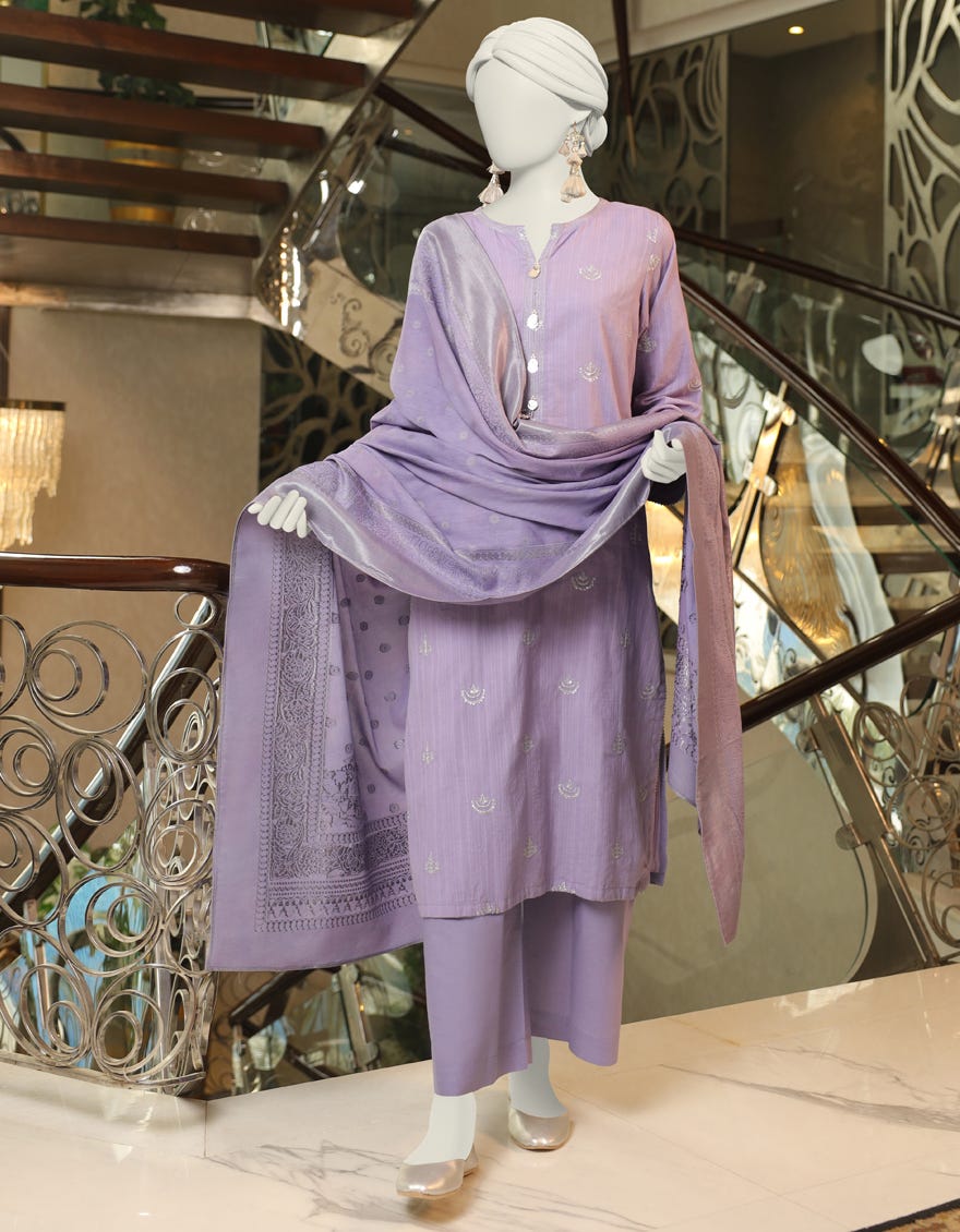 Purple Doria Unstitched 3 Piece Dress | Jlawn-S-24-125