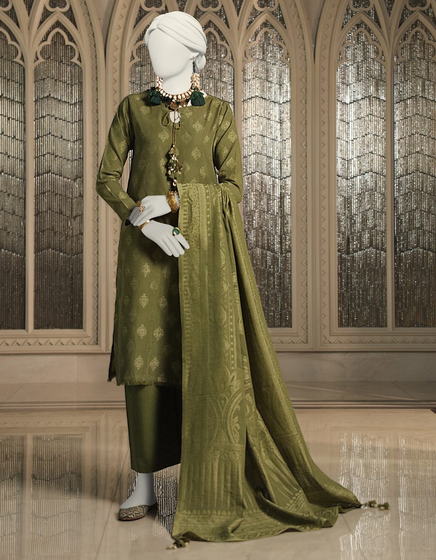 Green Jacquard Unstitched 3 Piece Dress | Jlawn-S-24-128 Gul-E-Noor-02