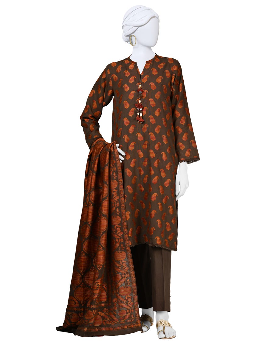 Brown Lawn Stitched 3 Piece | Jlawn-S-24-129