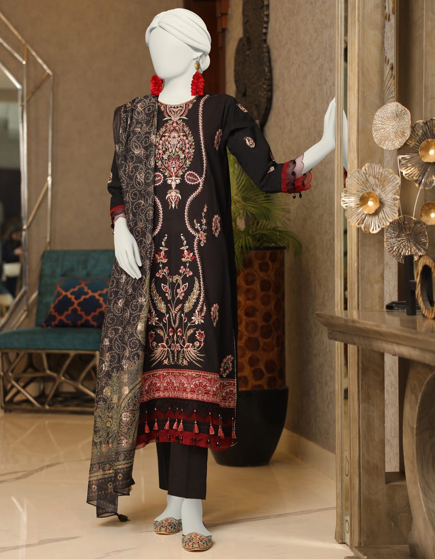 Black Lawn Unstitched 3 Piece Dress | Jlawn-S-24-137 Luxe-3