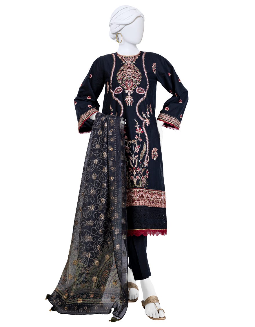 Black Lawn Stitched 3 Piece | Jlawn-S-24-137