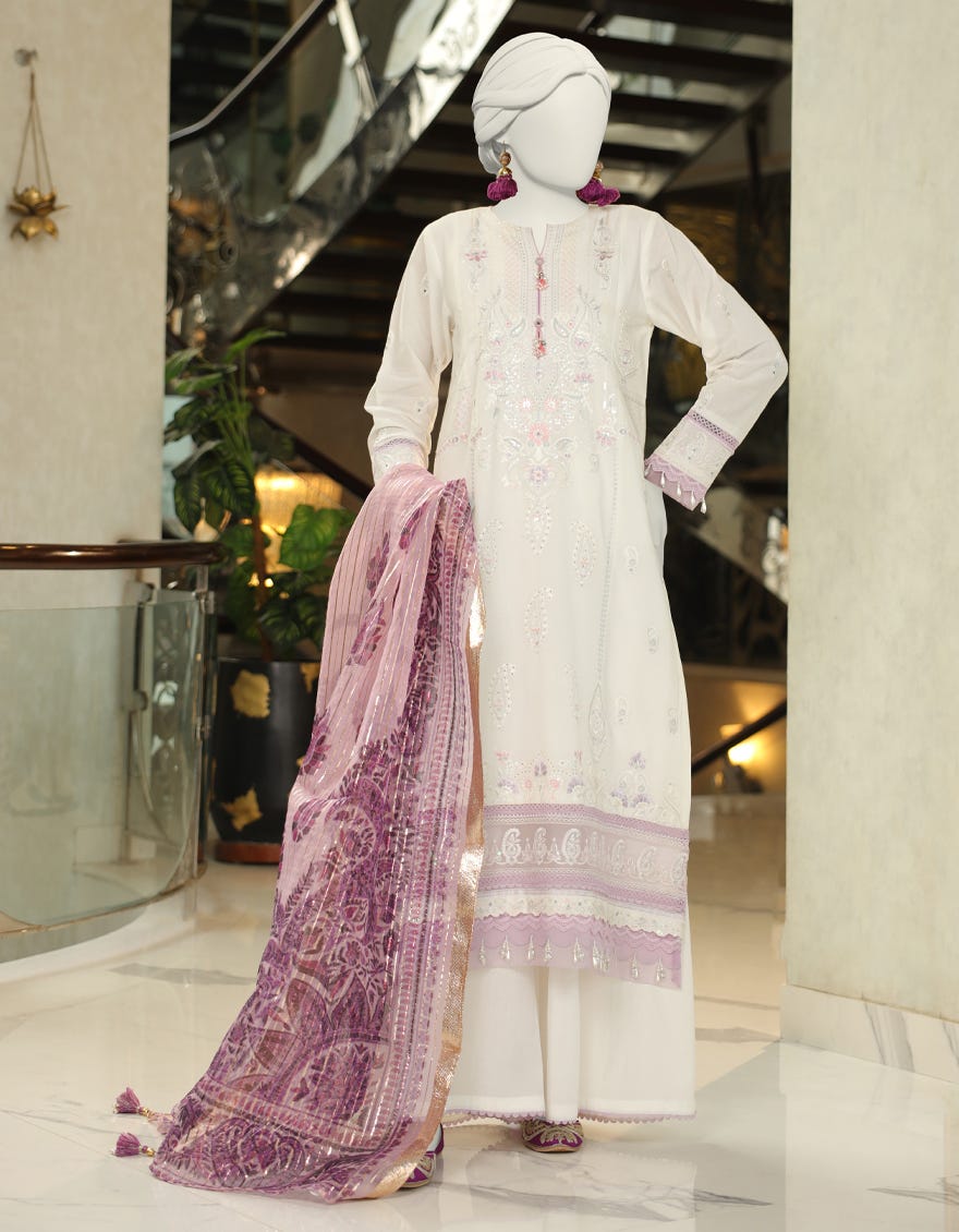 White Lawn Unstitched 3 Piece Dress | Jlawn-S-24-139 Luxe-5
