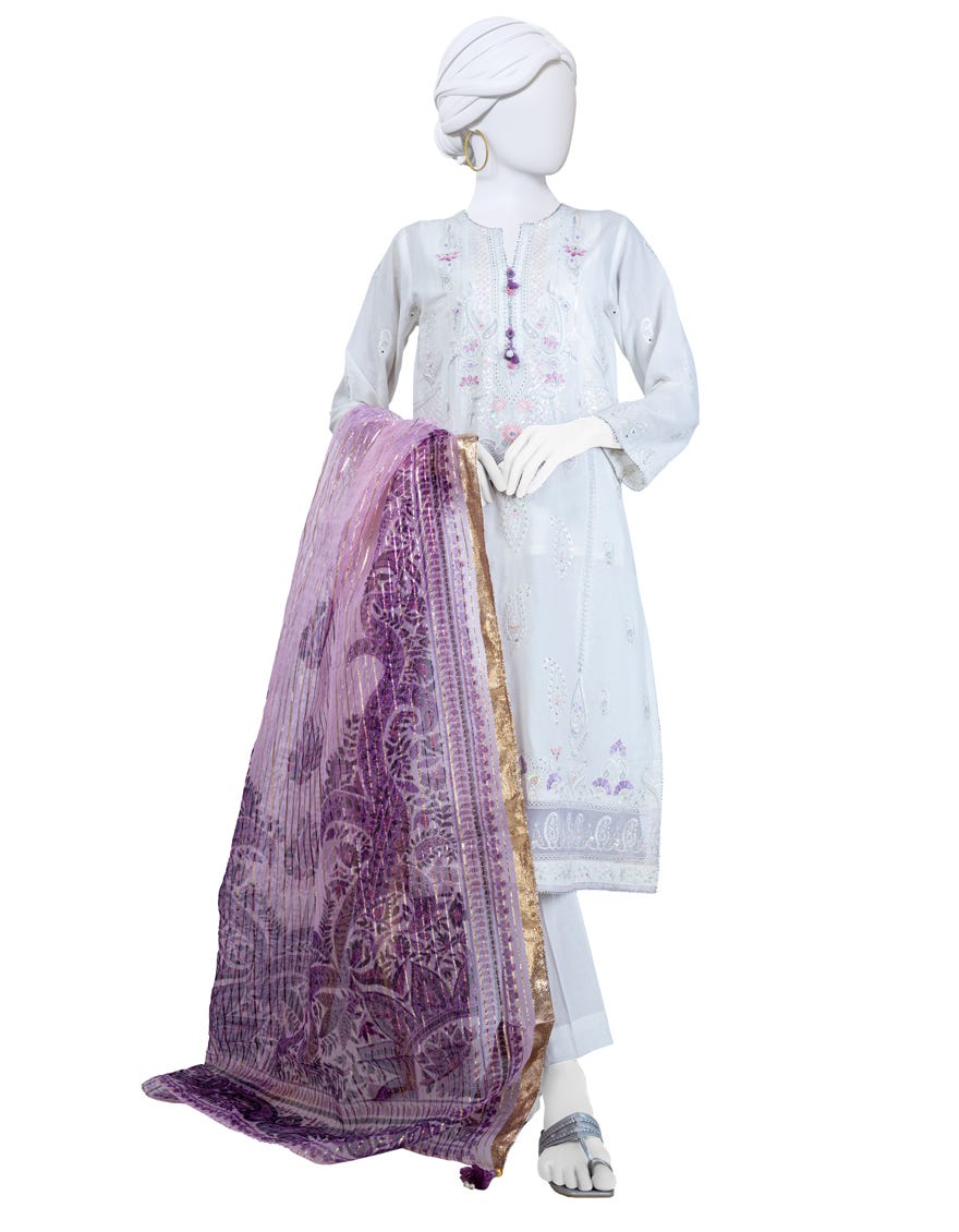White Lawn Stitched 3 Piece | Jlawn-S-24-139
