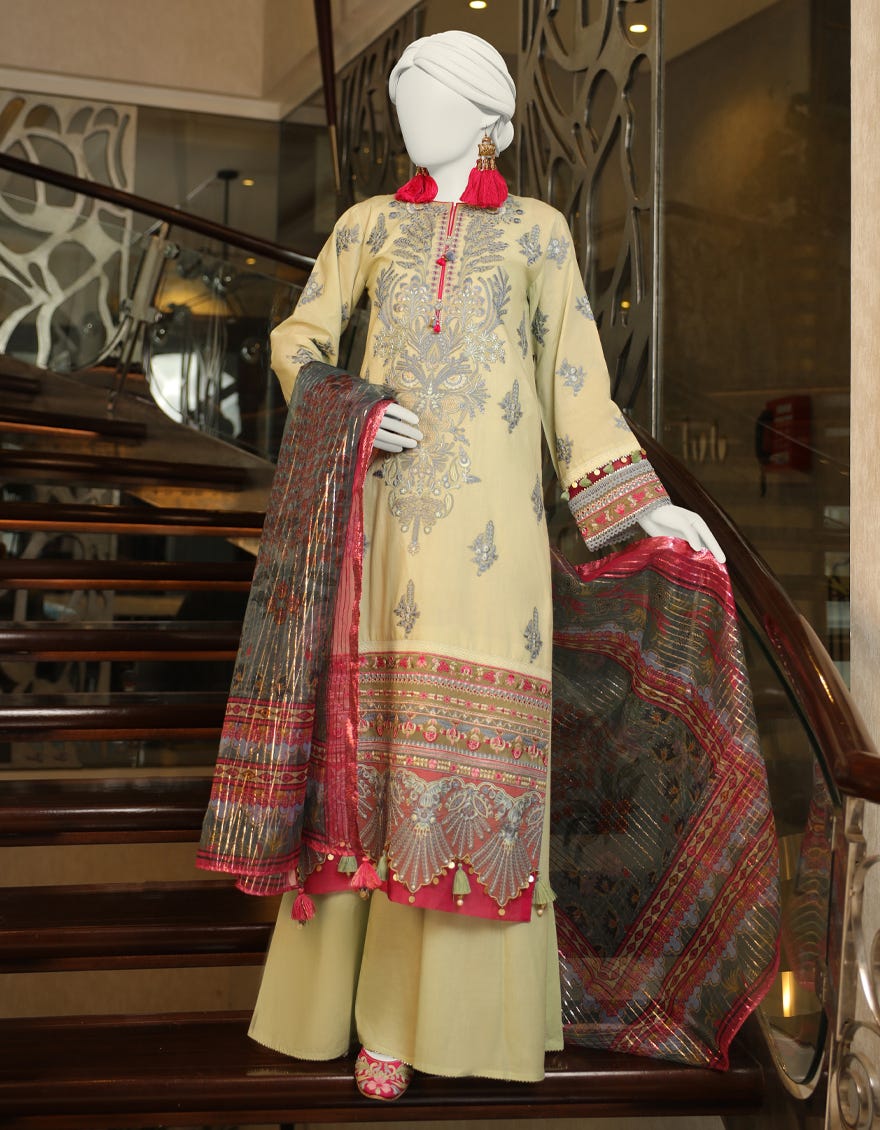 Green Lawn Unstitched 3 Piece Dress | Jlawn-S-24-141 Luxe-7