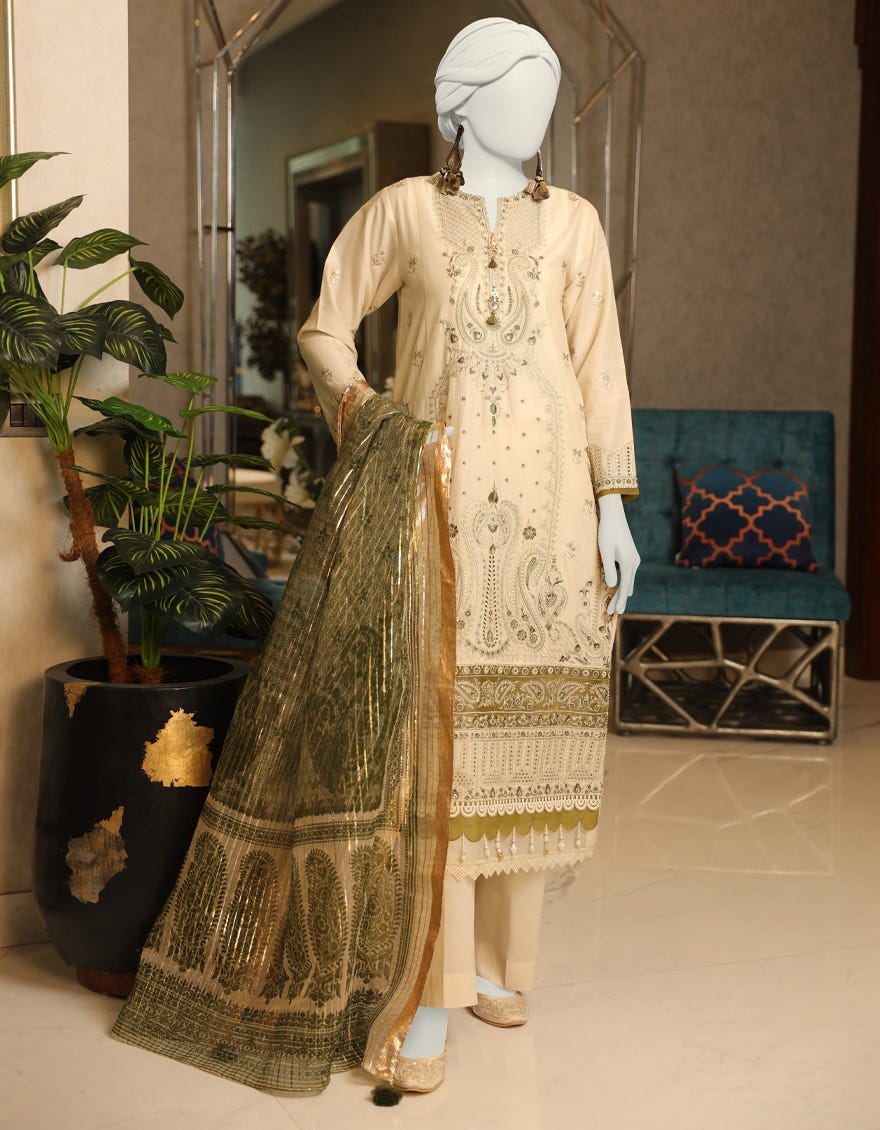 Beige Lawn Unstitched 3 Piece Dress | Jlawn-S-24-142 Luxe-8