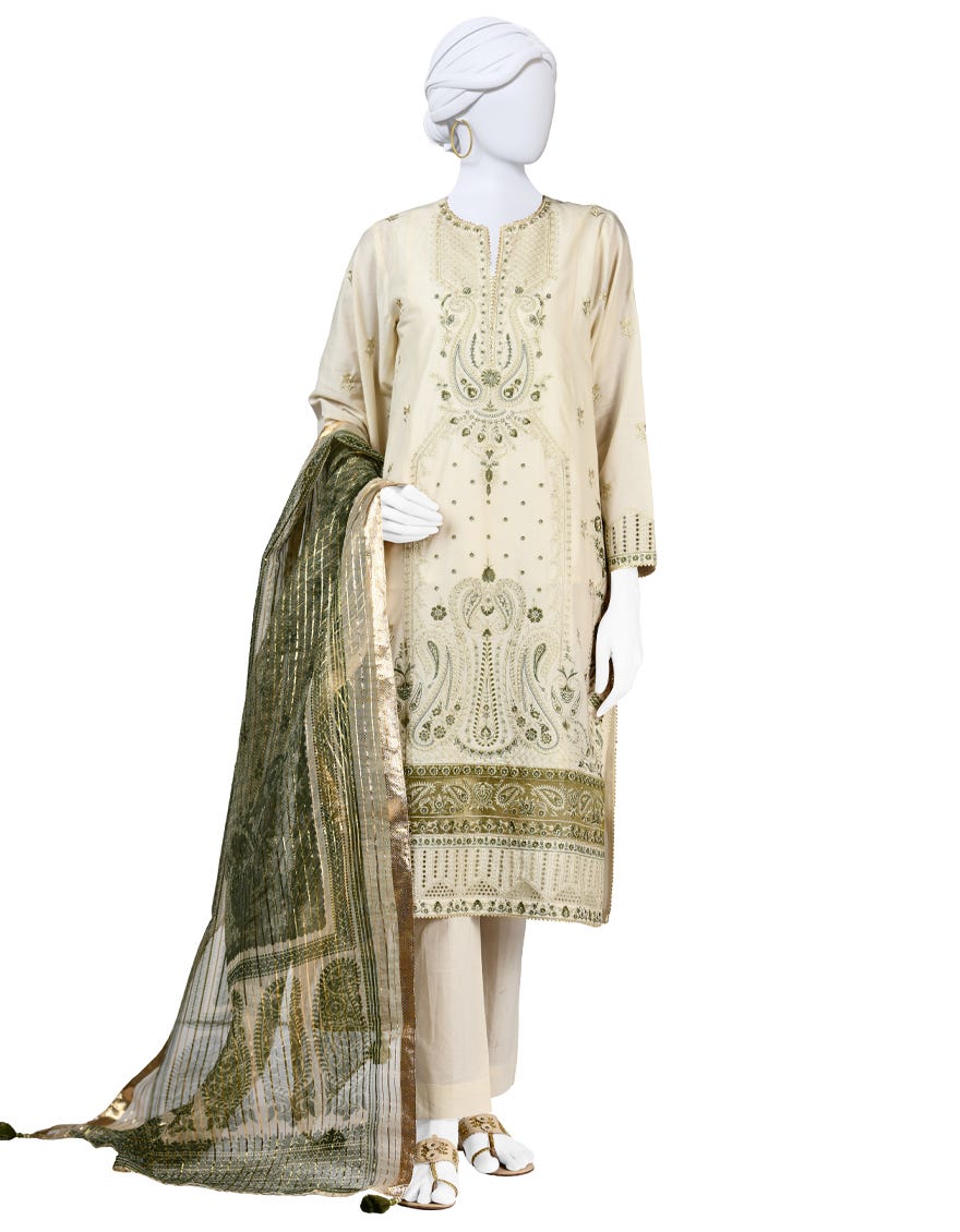 Beige Lawn Stitched 3 Piece | Jlawn-S-24-142