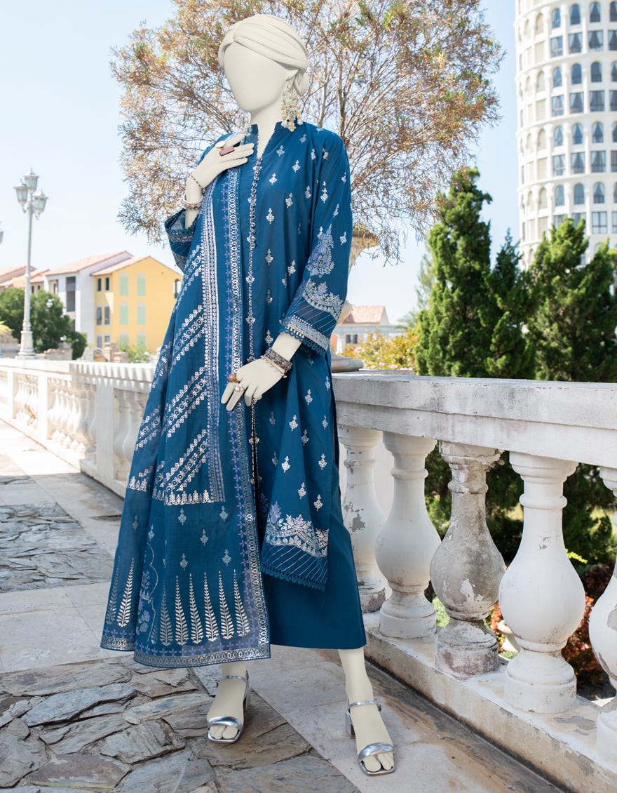 Blue Lawn Unstitched 3 Piece Dress | Jlawn-S-24-146 Kamdani-4