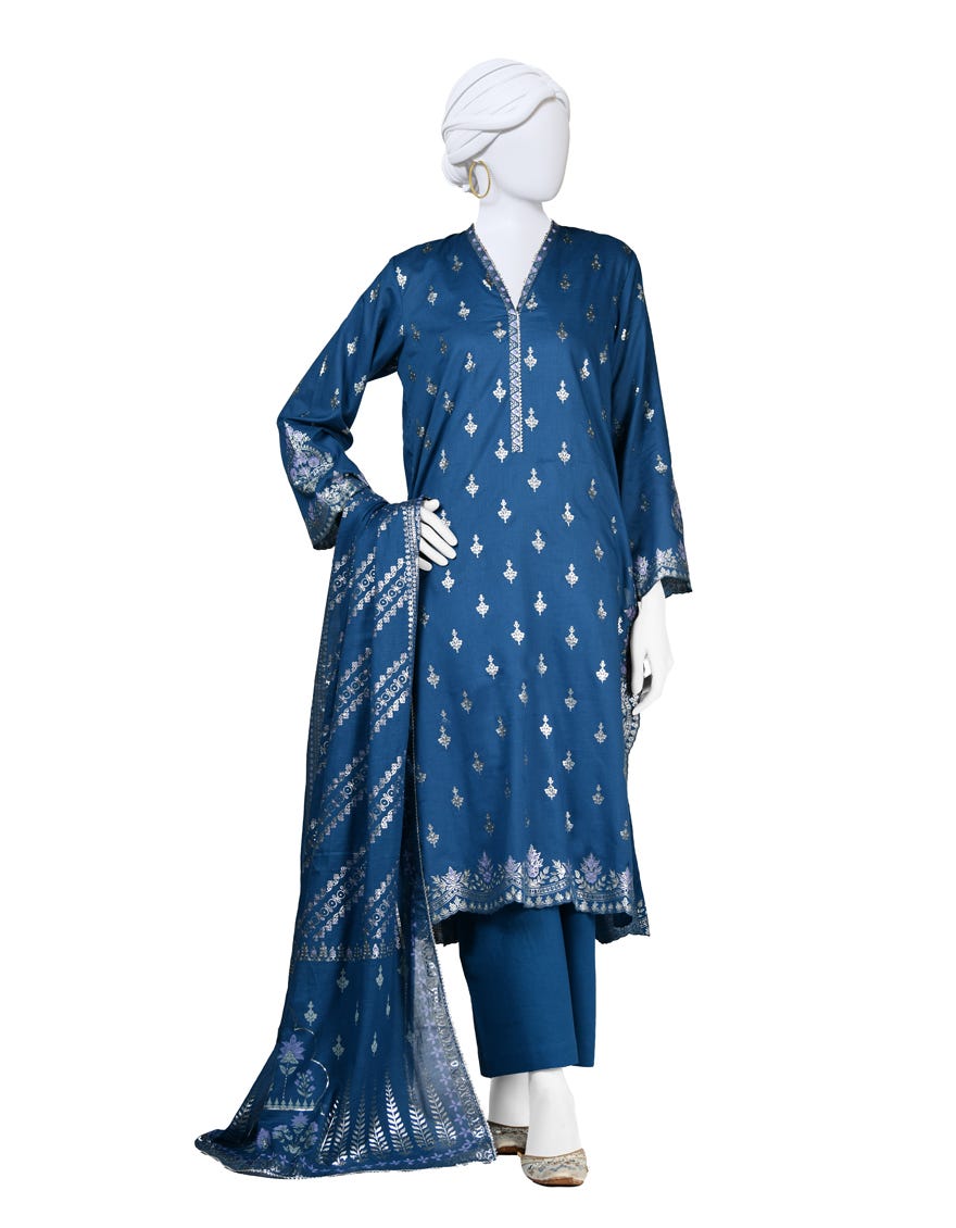 Blue Lawn Stitched 3 Piece | Jlawn-S-24-146